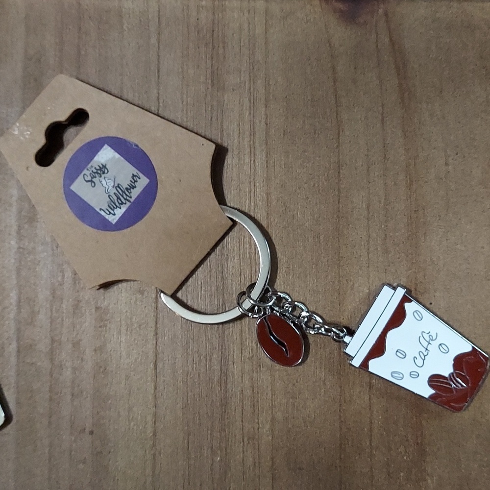 Silver Coffee Keychain